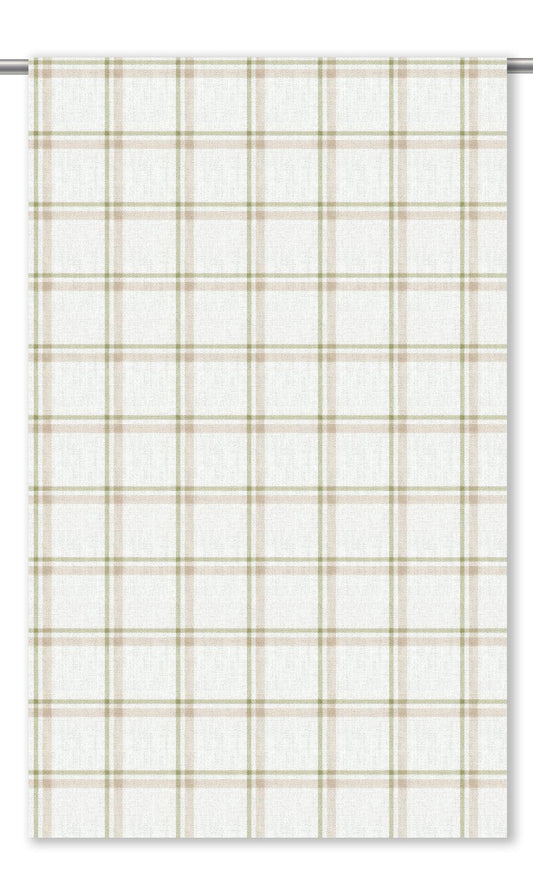 Tattersall Check Home Decor Fabric By the Yard (White/ Blush Pink/ Olive Green)