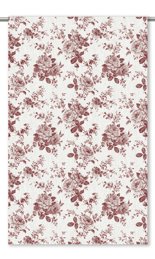 Floral Toile Fabric Blinds (Maroon Red/ White)