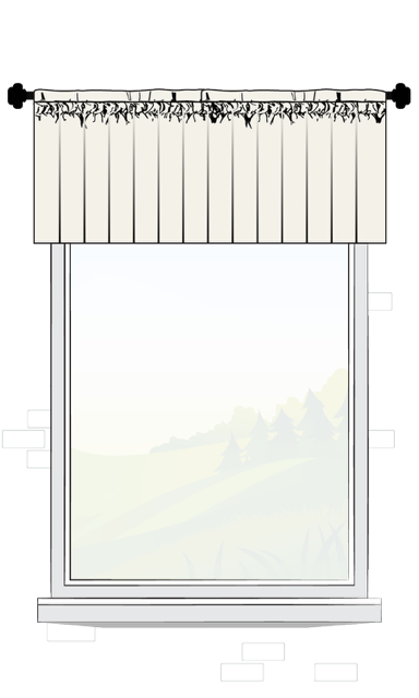 Custom rod pocket valance with header frill