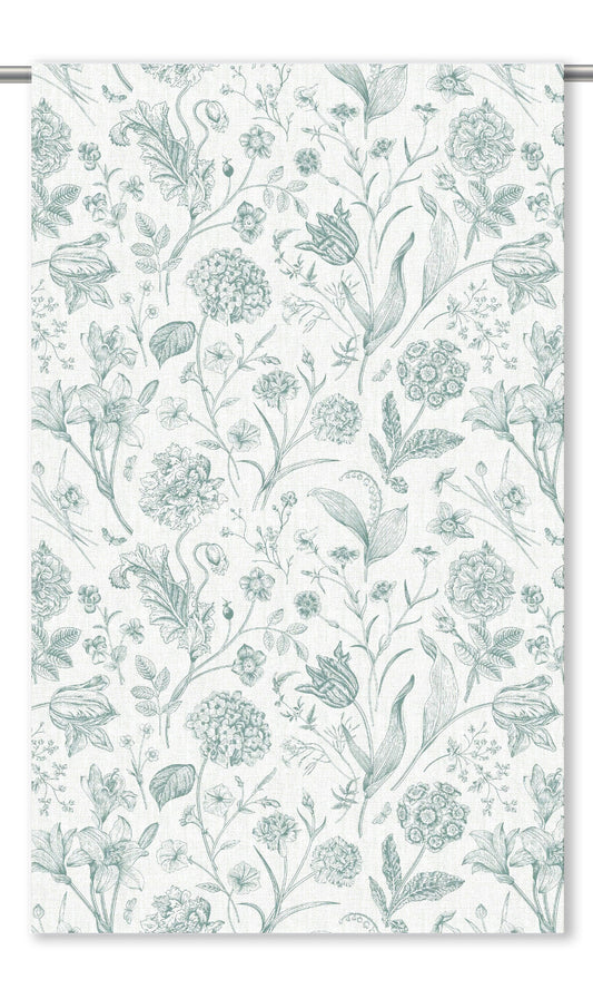 Floral Toile Roman Blinds (Duck Egg Blue/ White)