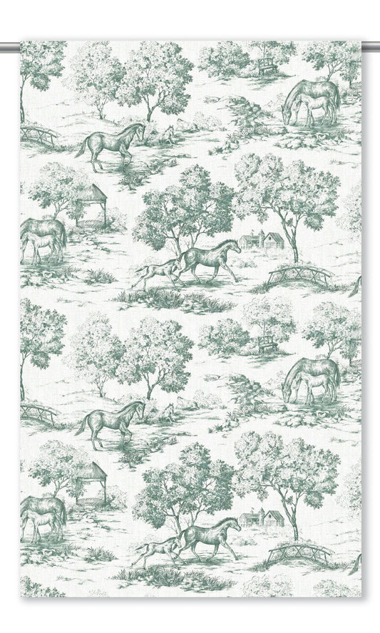 Toile de Jouy Home Decor Fabric By the Yard (Duck Egg Blue/ White)