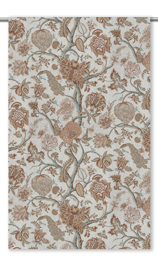 Floral Drapes (Creamy-Beige/ Burnt Orange/ Powder Blue)