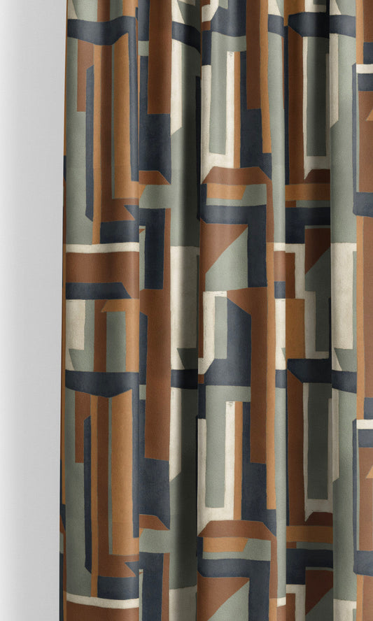 Modern Abstract Velvet Window Blinds (Caramel/ Agave Green/ Mahogany Brown)