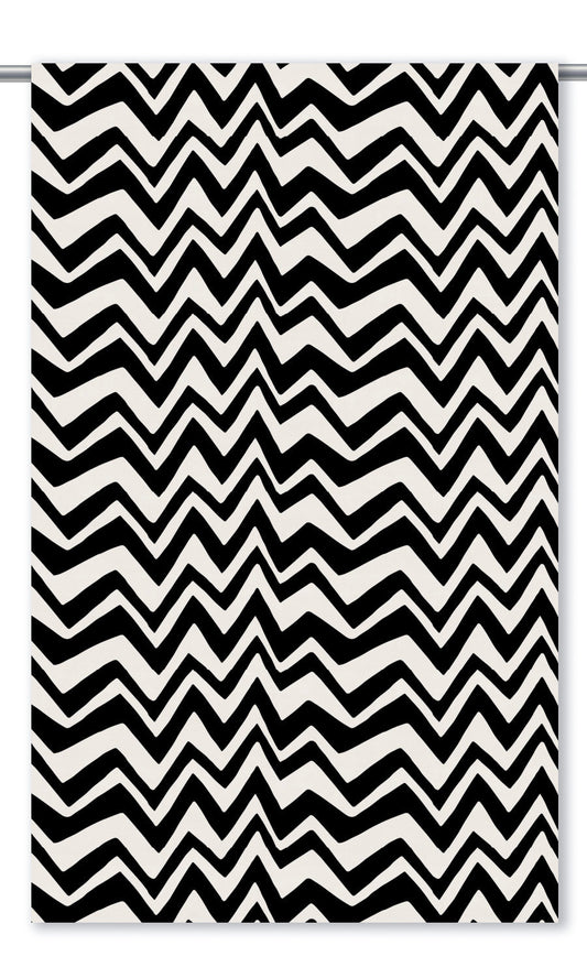 Abstract Chevron Velvet Roman Shades (Warm White/ Black)