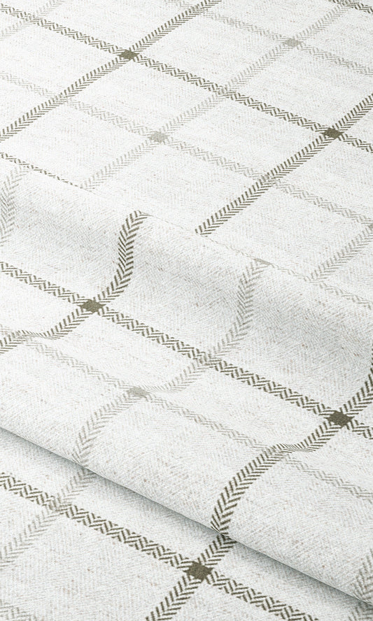 Windowpane Check Window Curtains (Eggshell White/ Cedar Brown )