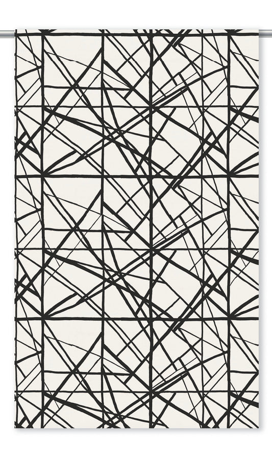 Abstract Cubist Line Print Velvet Shades (Warm White/ Black)