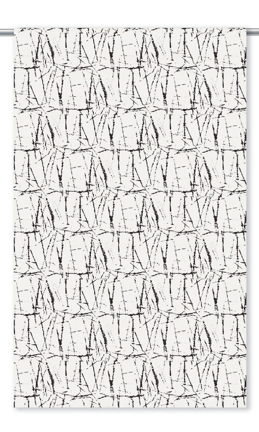 Crackle Line Print Velvet Window Shades (Warm White/ Black)