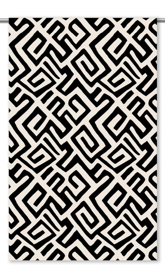 Abstract Maze Print Velvet Shades (Warm White/ Black)