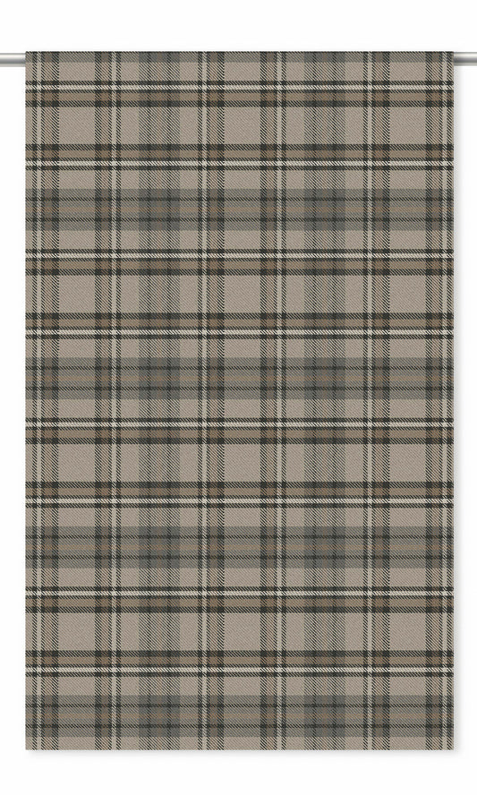 Plaid Velvet Window Curtains (Biscotti Beige/ Dark Umber/ Tortilla Brown)