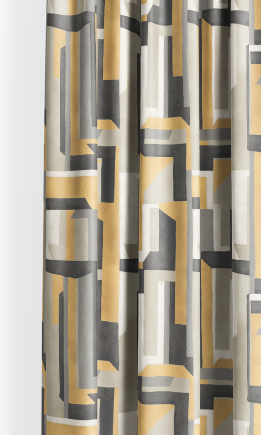 Modern Abstract Velvet Shades (Charcoal Gray/ Ash Gray/ Ochre Yellow)