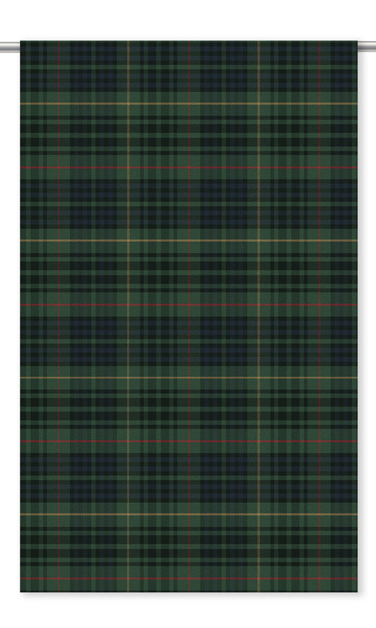 Plaid Velvet Window Curtains (Leaf Green/ Black/ Prussian Blue)