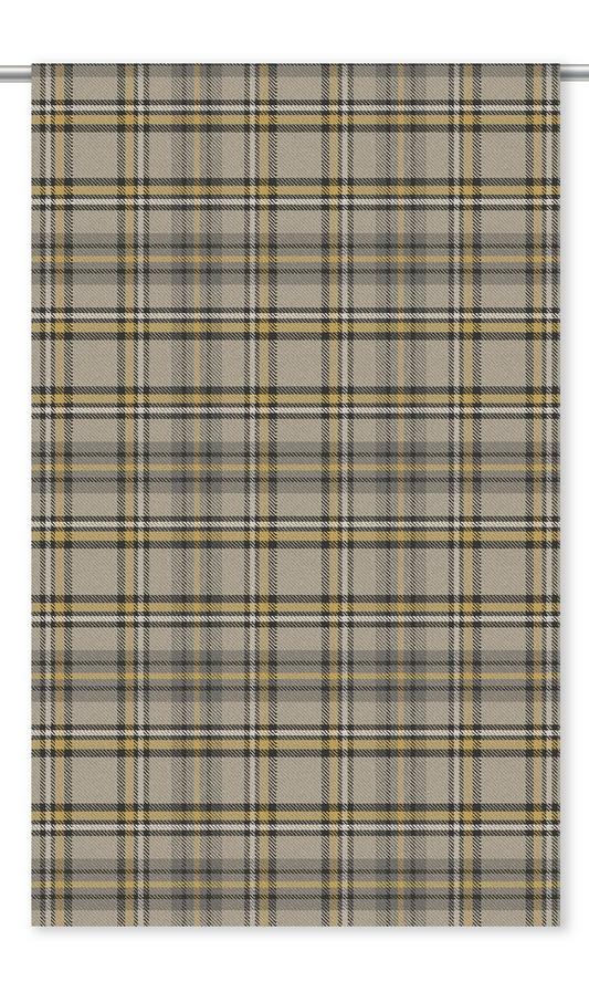 Plaid Velvet Roman Blinds (Taupe/ Dark Umber/ Mustard Yellow)
