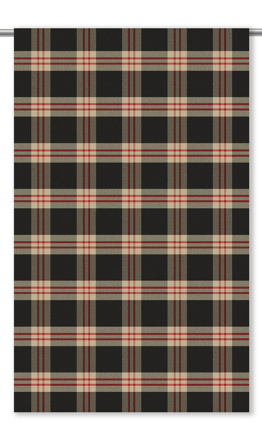 Plaid Velvet Roman Blinds (Black/ Tan/ Brick Red)