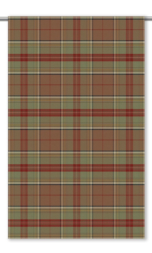 Plaid Velvet Window Shades (Brick Red/ Sage Green)