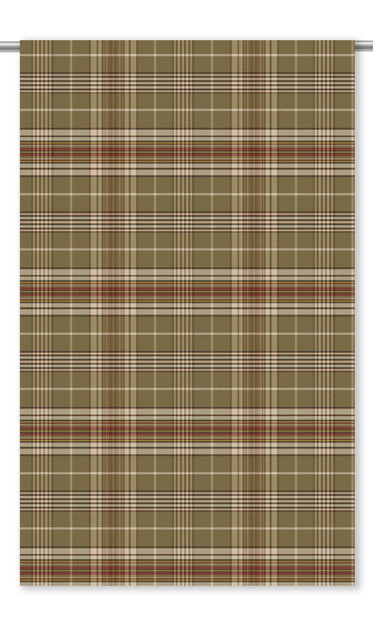 Plaid Velvet Roman Blinds (Olive Brown/ Beige/ Brick Red)