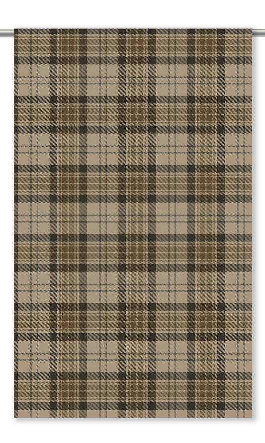 Plaid Velvet Home Decor Fabric By the Yard (Tan/ Black/ Coffee Brown)