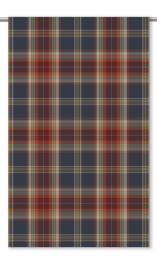 Plaid Velvet Roman Blinds (Red/ Navy Blue)