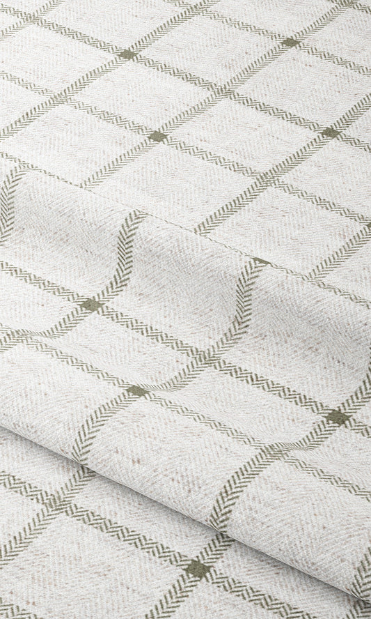 Tattersall Checkered Roman Blinds (Moss Green/ White)