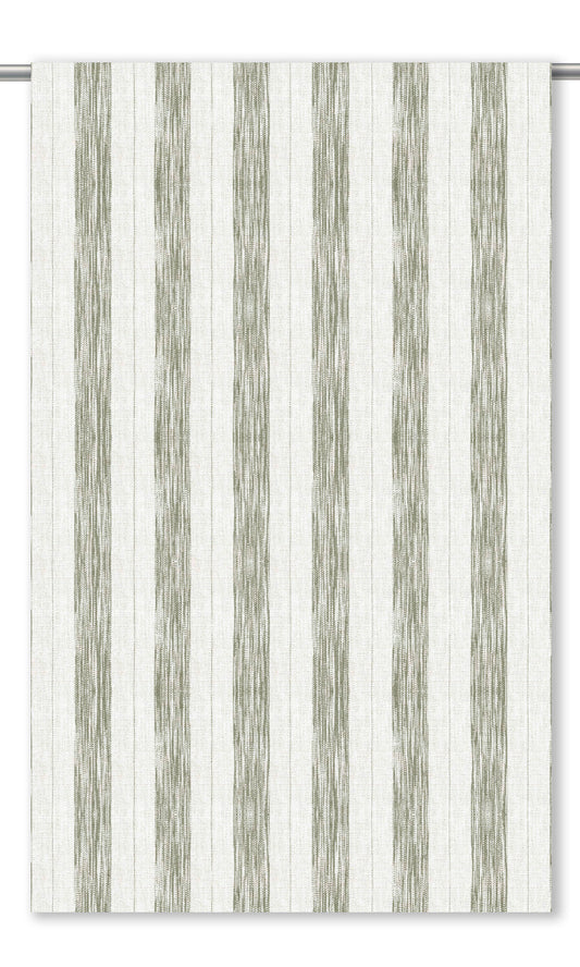 Faded-Effect Awning Stripes Roman Shades (Moss Green/ White)