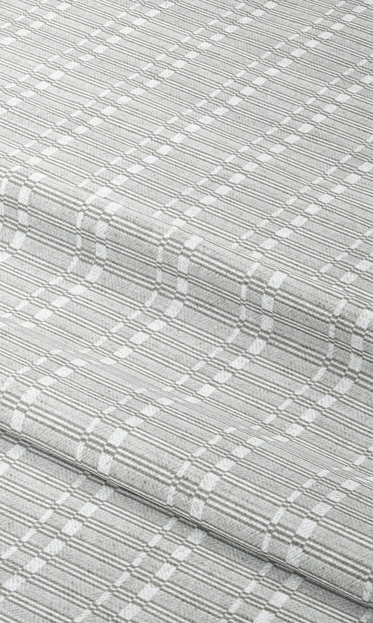 Rattan Striped Curtain Panels (Dove Gray/ White)