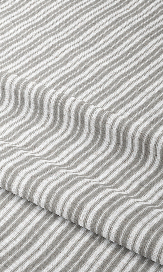 Ticking Stripe Window Curtains (Dove Gray/ White)