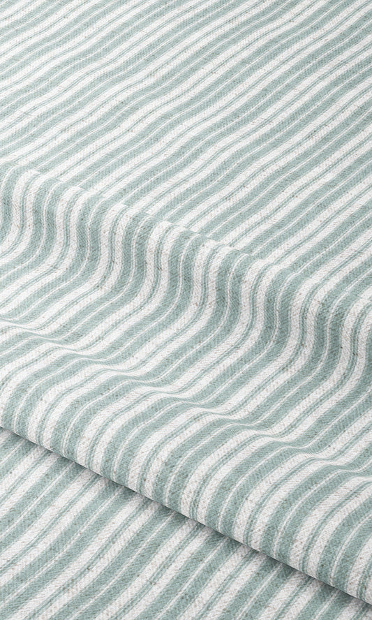 Ticking Stripe Fabric Blinds (Soft Aqua Blue/ White)