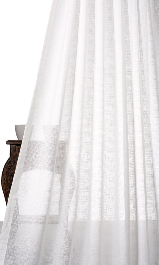 Plain Sheer Curtain Panels (White)