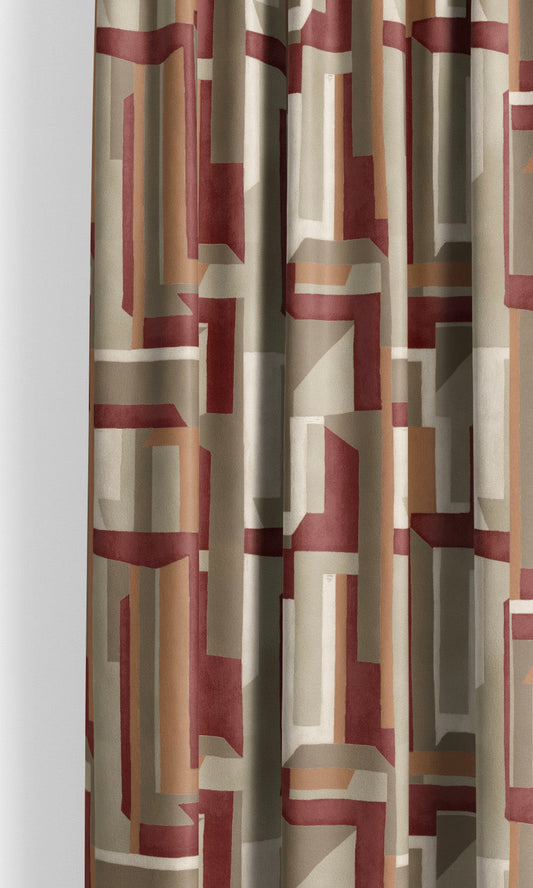 Modern Abstract Velvet Roman Blinds (Wine Red/ Caramel/ Taupe)