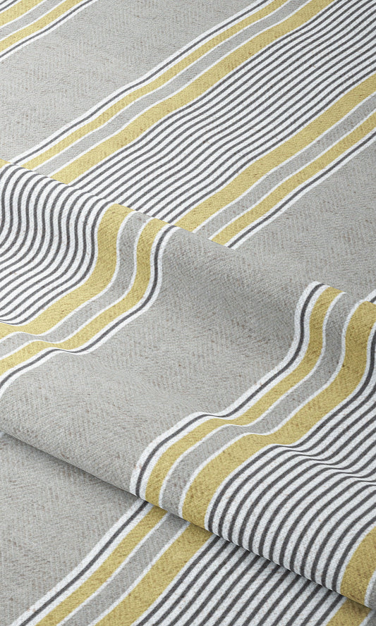 Striped Roman Shades (Gray/ Chartereuse Yellow)