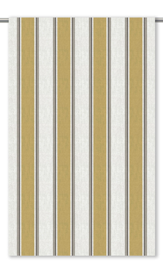 Regency Striped Roman Shades (Ochre Yellow/ White/ Gray)