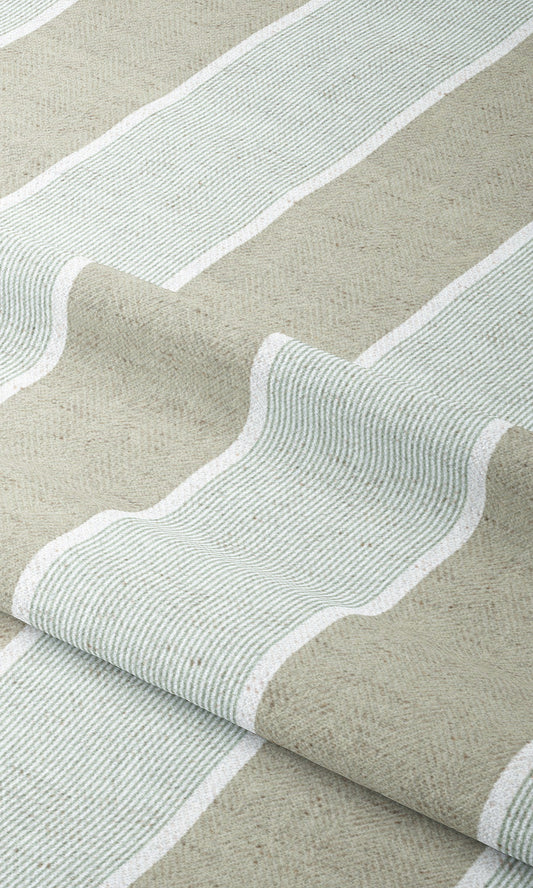 Regency Striped Roman Shades (Greige/ Ice Blue)