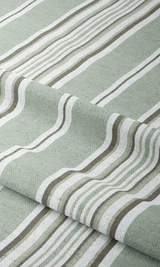 Striped Window Blinds (Sage Green/ White)