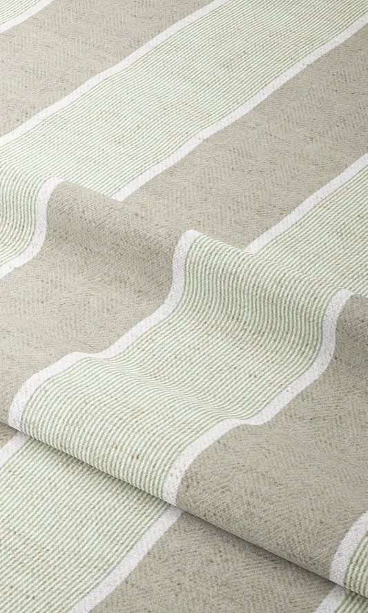 Regency Striped Window Curtains (Greige/ Green)