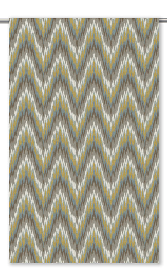 Ikat Chevron Home Decor Fabric By the Yard (Warm Gray/ Chartreuse Yellow)