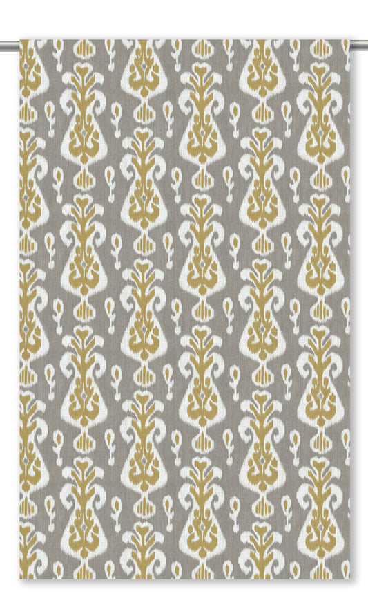 Ikat Floral Home Decor Fabric Sample (Taupe Gray/ Mustard Yellow)