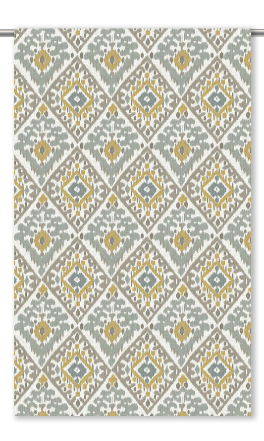 Ikat Argyle Window Shades (Misty Gray/ Ochre Yellow)
