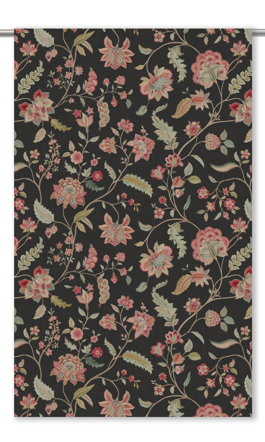 Jacobean Floral Velvet Roman Shades (Black/ Pink/ Sage Green)