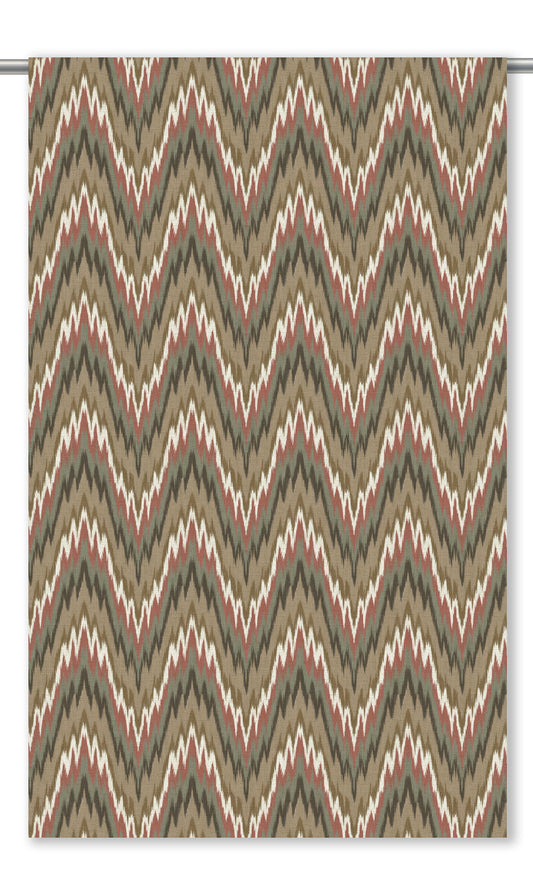 Ikat Chevron Window Blinds (Green-Beige/ Terracotta Red/ Brown)