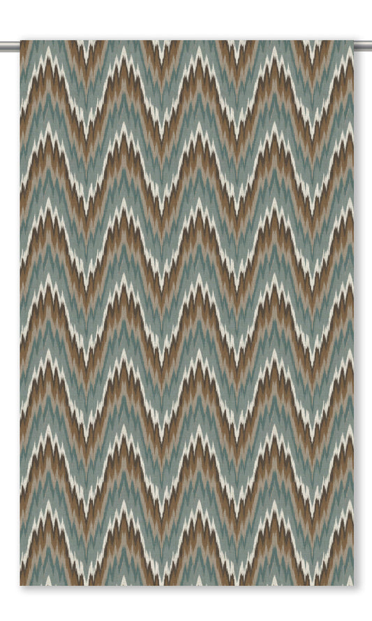 Ikat Chevron Home Decor Fabric By the Yard (Chocolate Brown/ Stone Blue)
