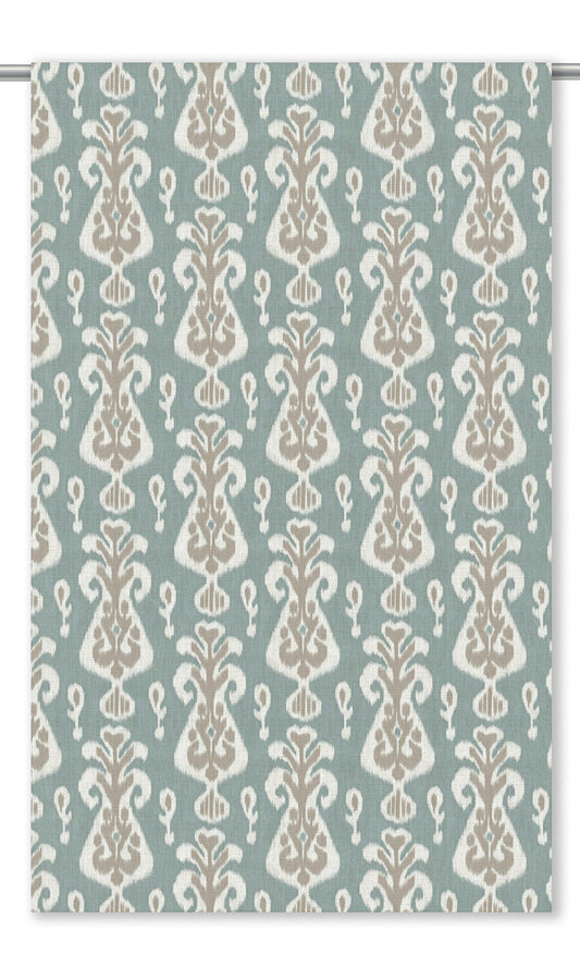 Ikat Floral Window Shades (Duck Egg Blue/ Taupe)