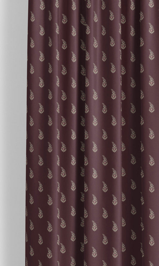Paisley Floral Block Print Velvet Home Decor Fabric Sample (Burgundy/ Cream)
