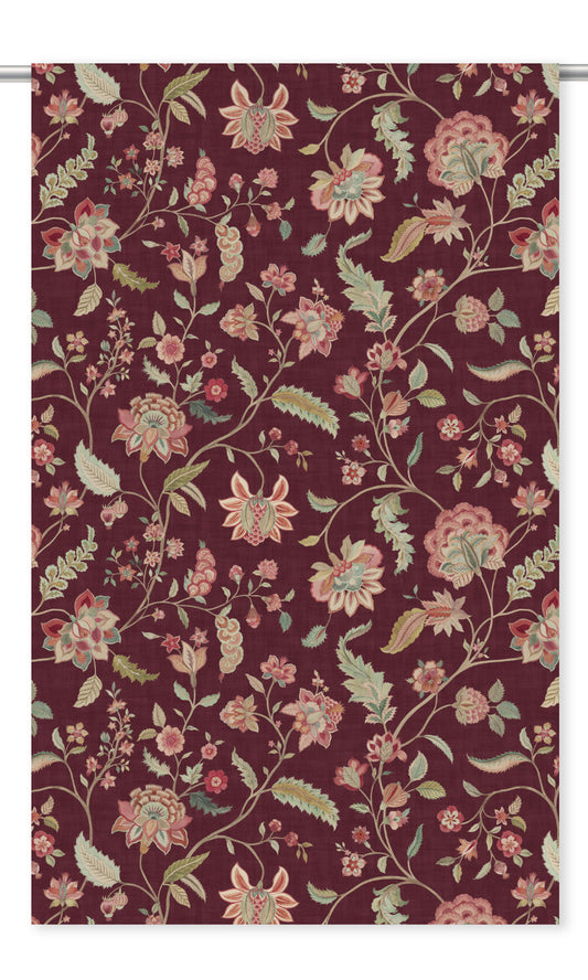 Jacobean Floral Velvet Roman Shades (Wine Red/ Pale Green/ Blush Pink)