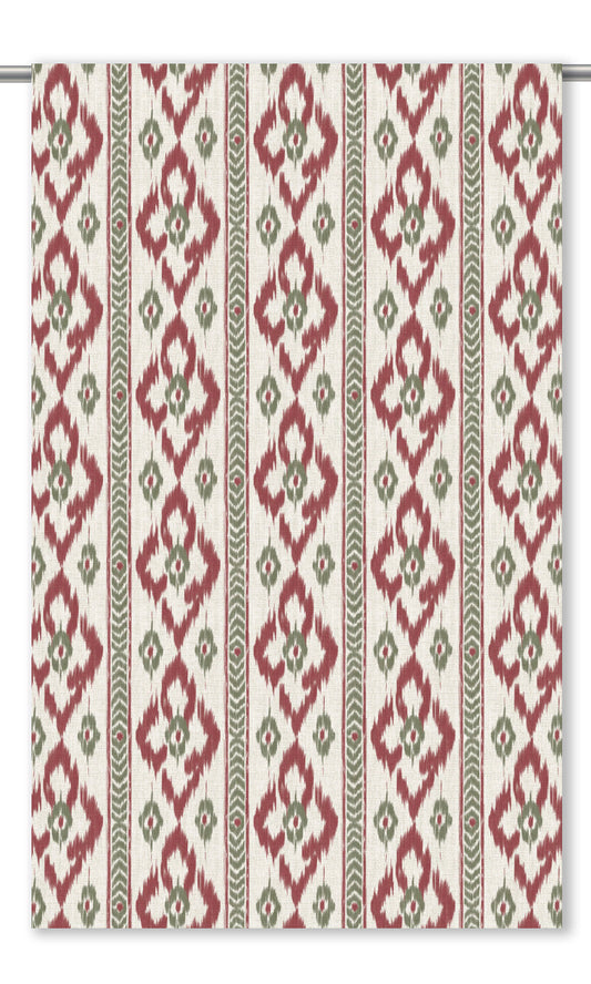 Ikat Geometric Roman Shades (Brick Red/ Olive Green)