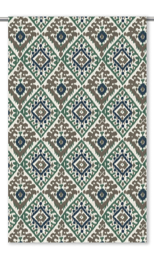 Ikat Argyle Home Decor Fabric By the Yard (Forest Green/ Taupe/ Navy)