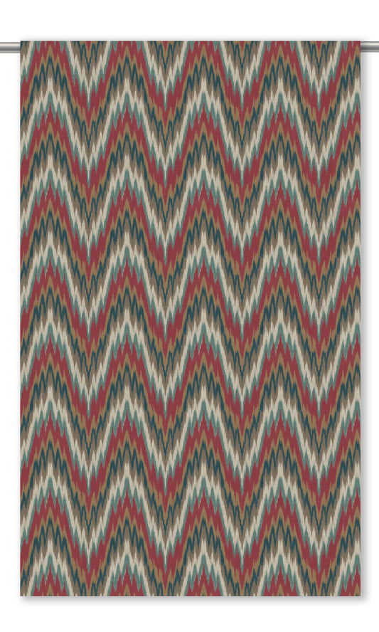 Ikat Chevron Home Decor Fabric By the Yard (Red/ Blue/ White)