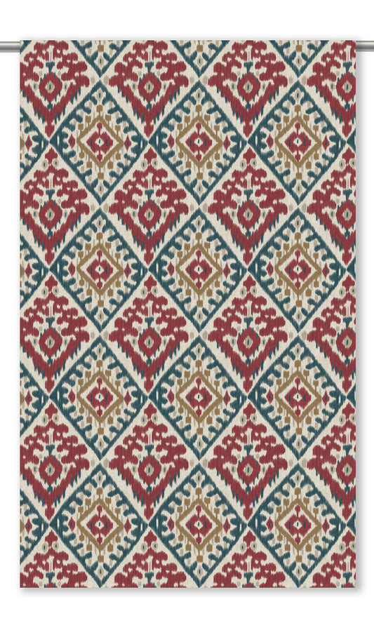 Ikat Argyle Window Shades (Maroon Red/ Indigo Blue)