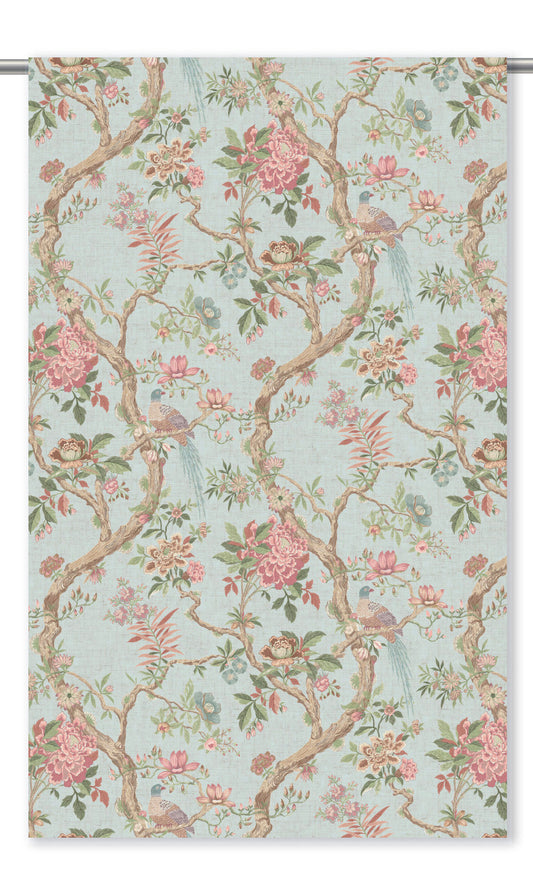 Chinoiserie/ French Floral Home Decor Fabric By the Yard (Powder Blue/ Blush Pink)
