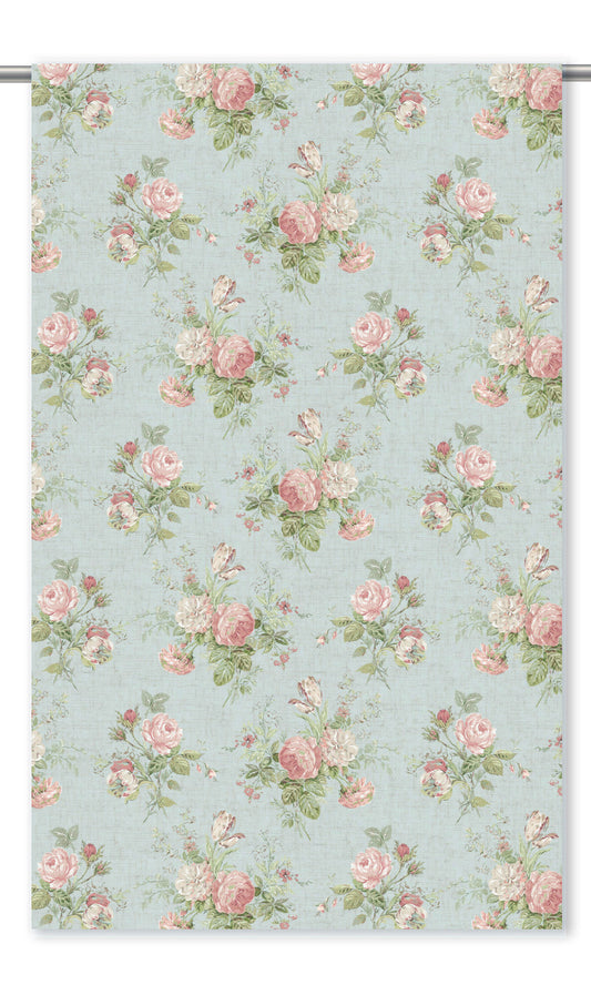 English Country Floral Curtain Panels (Powder Blue/ Pastel Pink)
