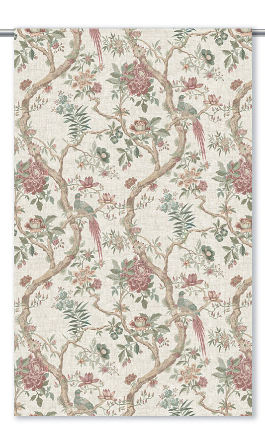 Chinoiserie/ French Floral Roman Shades (Warm White/ Soft Maroon/ Sage Green)