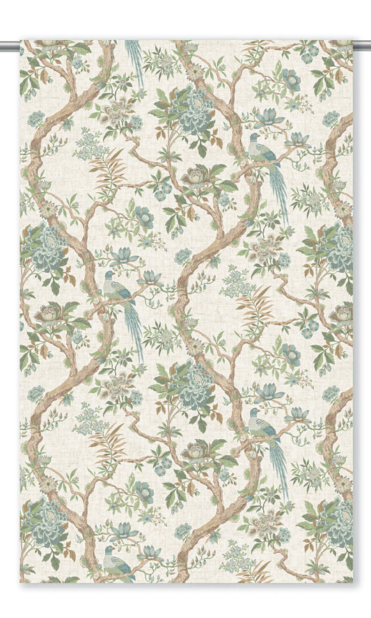 Chinoiserie/ French Floral Home Decor Fabric By the Yard (Powder Blue/ Soft Green)